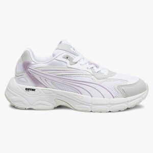 PUMA Womens Teveris Nitro Metallic Lace Up Sneakers - White